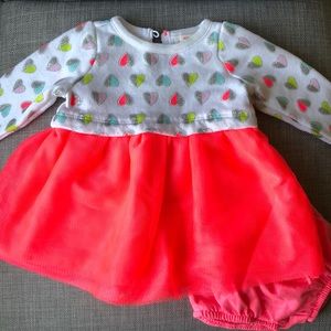 Cat and Jack Sweatshirt Coral Tulle Hearts Dress